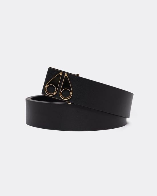 Moose Knuckles Mens Gold Logo Icon Belt - Image 2