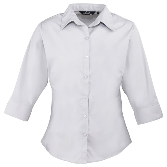 Premier Womens/Ladies Poplin 3/4 Sleeve Blouse (Silver) - Image 1