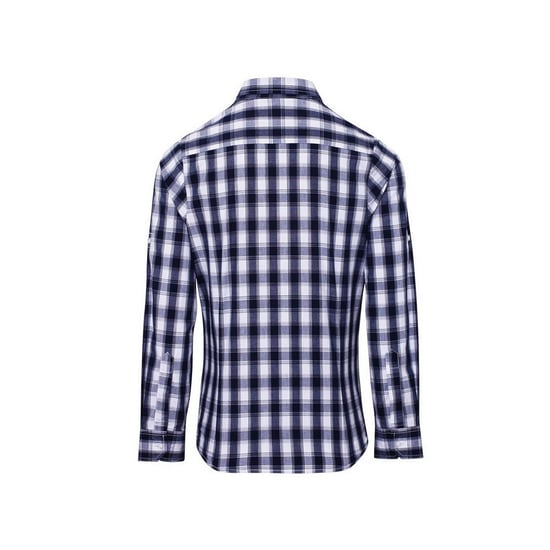 Premier Womens/Ladies Mulligan Checked Long-Sleeved Shirt (White/Navy) - Image 2