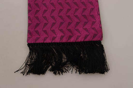 Chal de Seda Para Hombre con Flecos de Patrón Geométrico Magenta de Dolce & Gabbana - Image 4