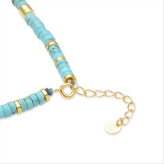 Necklace Luxenter Ihun made of 925 sterling silver and Turquoise 18K yellow gold plated finish