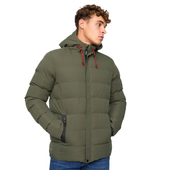 Crosshatch Mens Kampleys Embossed Padded Jacket (Olive) - Image 1