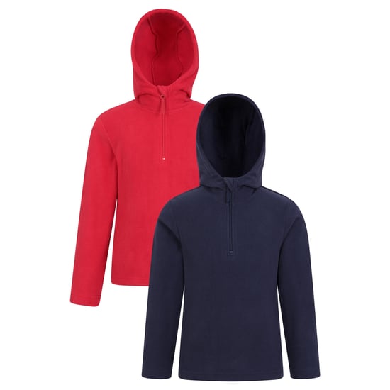 Mountain Warehouse Childrens/Kids Camber Quarter Zip Hoodie (Pack of 2) (Navy/Red) - Image 1