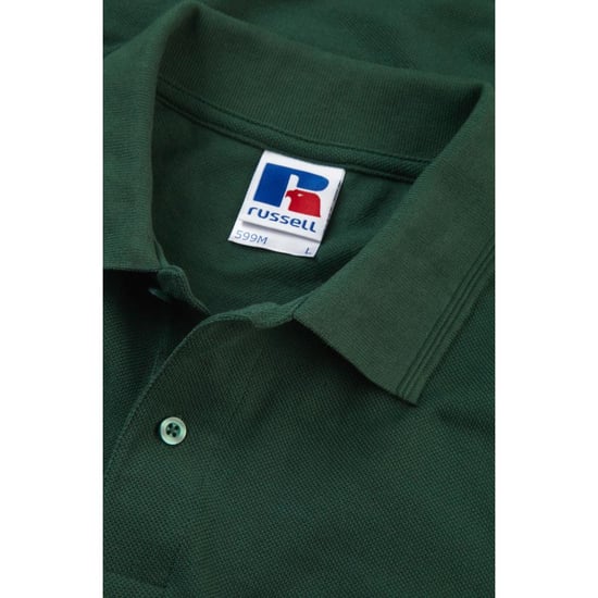 Russell Mens Ripple Collar & Cuff Short Sleeve Polo Shirt (Bottle Green) - Image 4