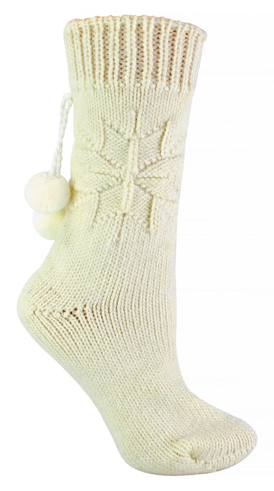 Sock Snob - Calcetines de lana de alpaca con pompones - Crema - Image 1