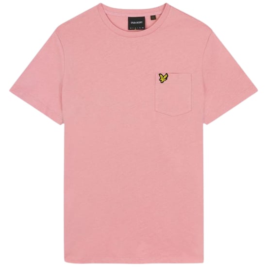 Lyle & Scott camiseta rosa con bolsillo en el pecho y palma - Image 1