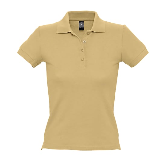 SOLS Womens/Ladies People Pique Short Sleeve Cotton Polo Shirt (Sand) - Image 1