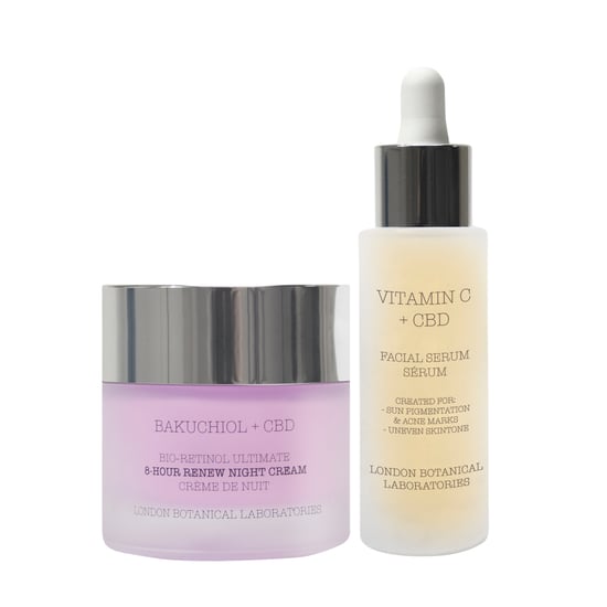 Bakuchiol + CBD | Bio-Retinol Ultimate 8-Hour Renew Night Cream 50ml+ Vitamin C + CBD Serum 30ml