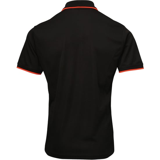 Premier Mens Contrast Coolchecker Polo Shirt (Black/Orange) - Image 2