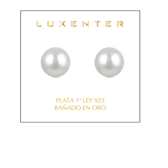 Pendientes Luxenter de Plata de Ley 925 con Perla Blanca acabados en oro amarillo de 18K - BÃ¡sico - Image 2