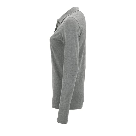 SOLS Womens/Ladies Perfect Long Sleeve Pique Polo Shirt (Grey Marl) - Image 4