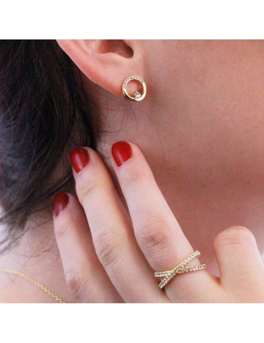 Pendientes Clarine - Oro y Cristal - Image 2