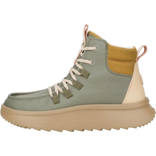 HEYDUDE Wendy Peak Apres PU Coated Canvas Women's Olive Boots - Image 5