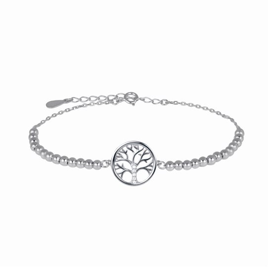 Luxenter Tree of Life bracelet in 925 sterling silver and shiny zirconia rhodium plated finish