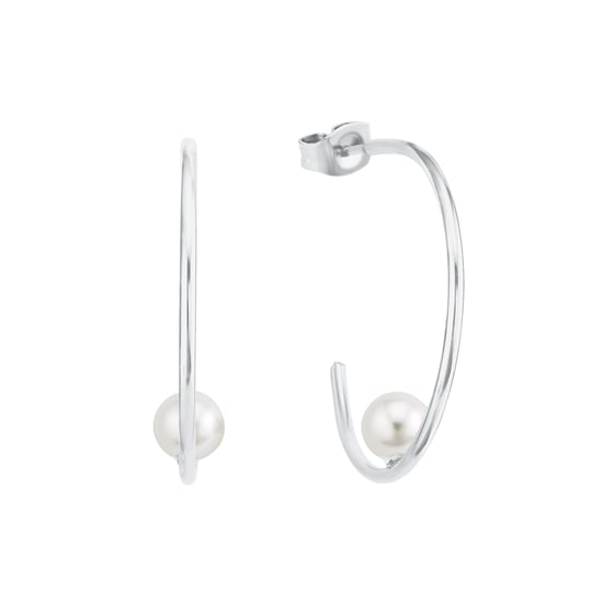 Amor Creoles for ladies, 925 Sterling silver, cultured freshwater pearl
