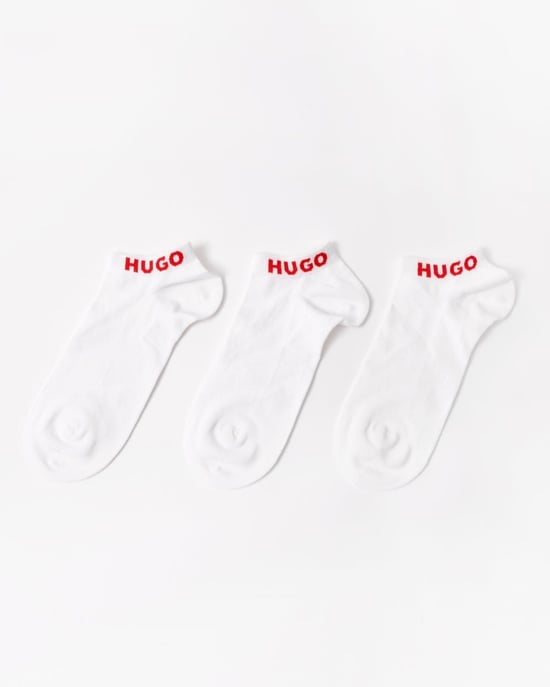 HUGO 3 Pack Mens Combed Cotton Ankle Length Socks - Image 1