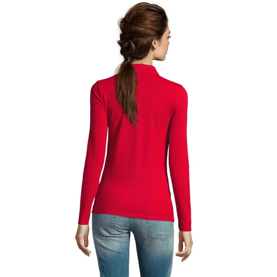 SOLS Womens/Ladies Perfect Long Sleeve Pique Polo Shirt (Red) - Image 3