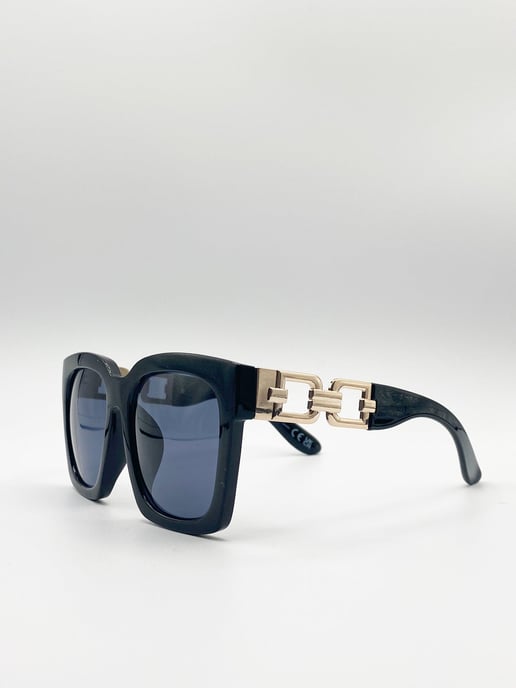 Oversized Sunglasses with Gold chain detail - Image 1
