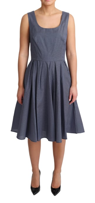Vestido de algodón azul con lunares para mujer de Dolce & Gabbana, corte A, elástico - Image 1