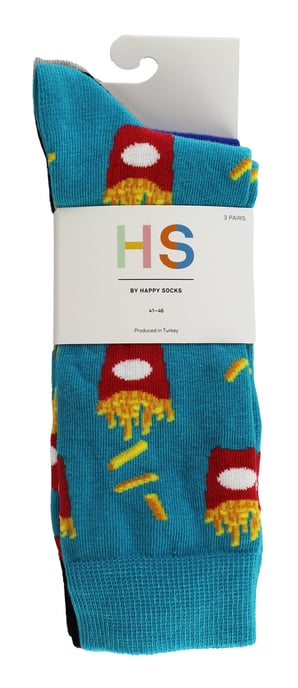 HS by Happy Socks - Pack de 3 Calcetines de vestir Classic Burger & Fries para hombre - Fries - Image 2
