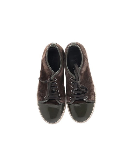 Lanvin Classic Tennis Sneakers in Brown Suede - Image 5