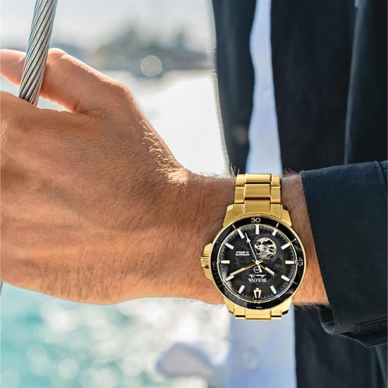Bulova Marine Star Men's Gold Watch 97A174 - Image 4
