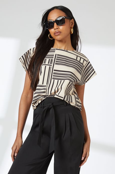 Mono Geo Print Short Sleeve Top