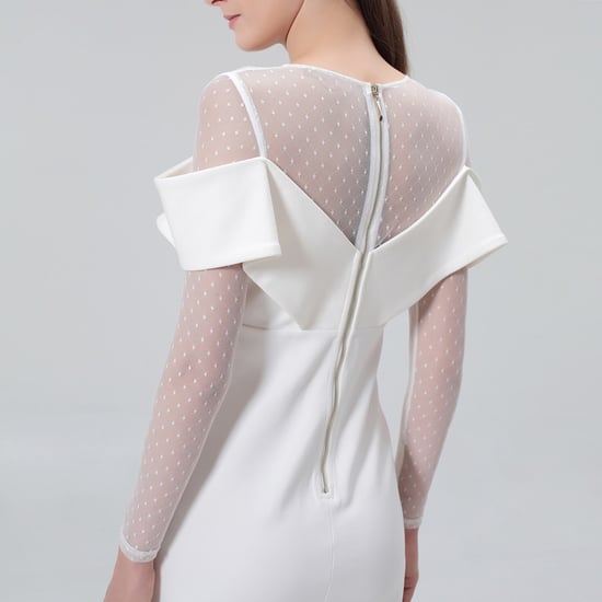 Bardot neckline bodycon dress in jersey and tulle - Image 4