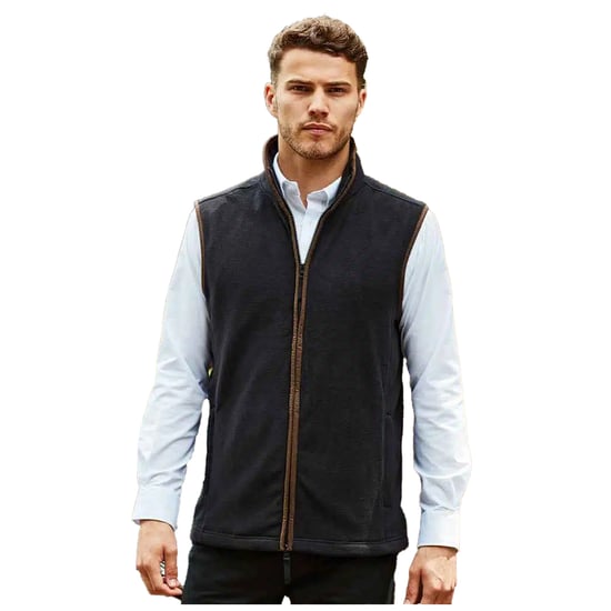 Premier Mens Artisan Fleece Gilet (Black/Brown) - Image 2