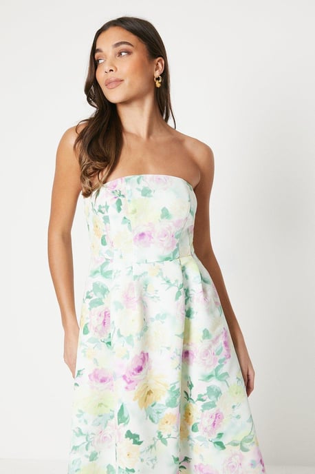 Petite Floral Bandeau Ottoman Midi Dress - Image 2