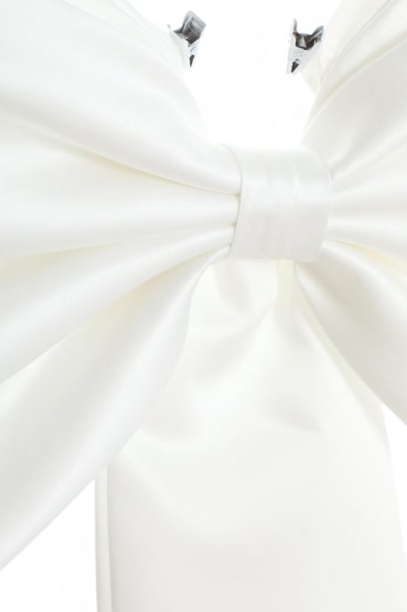 Bridal Ivory Satin Bow Clip