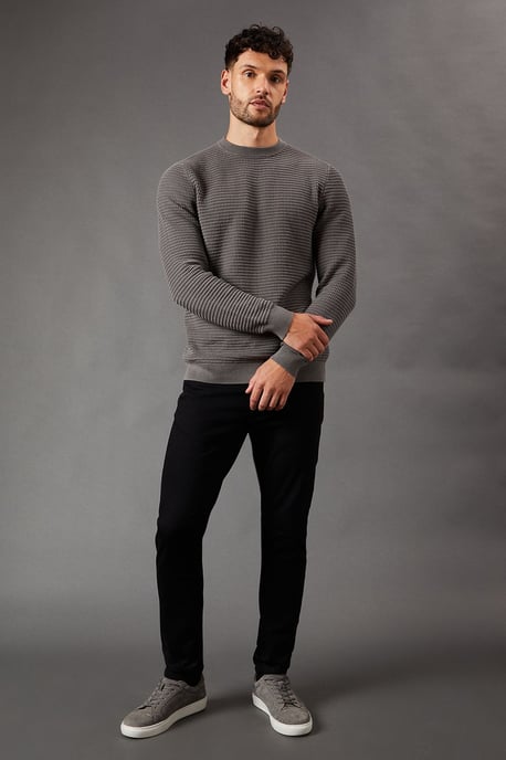Waffle Crew Neck Knitted Jumper