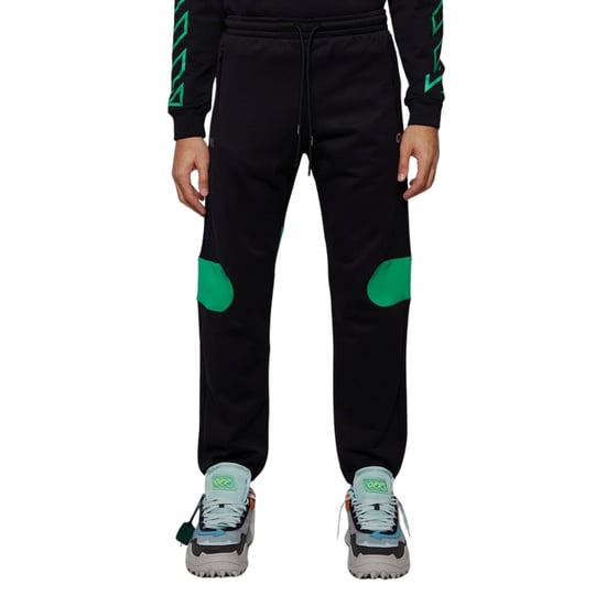 Off-White Green Diag Outline Design Cuffed Black Sweatpants