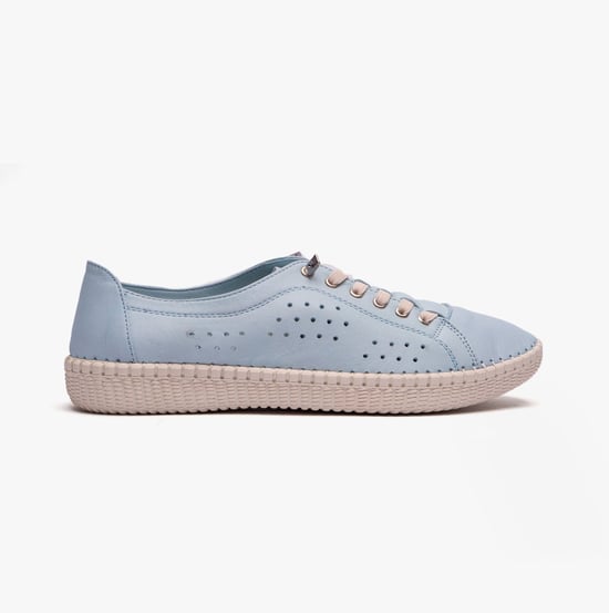 KAMARI Ladies Leather Trainers Pale Blue