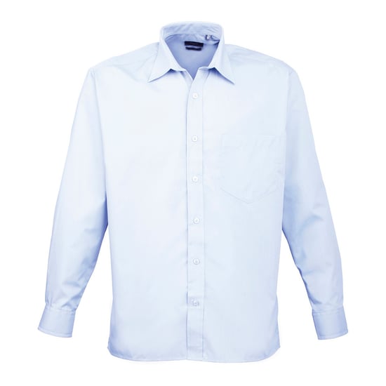 Premier Mens Poplin Long-Sleeved Shirt (Light Blue)
