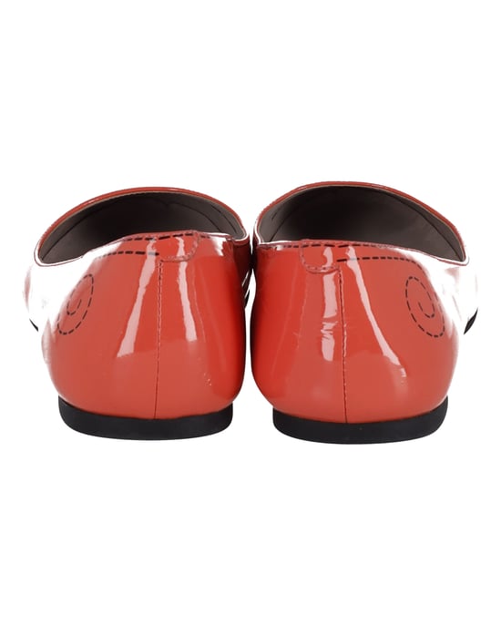 Marc Jacobs Mouse Print Ballet Flats in Orange Patent Leather - Image 4