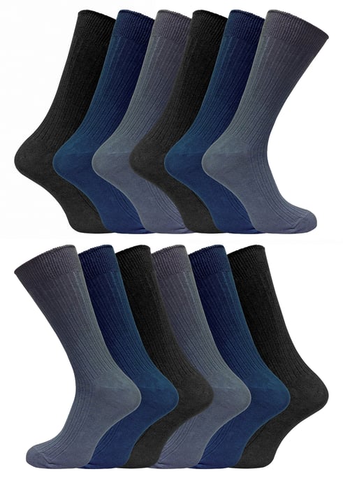 Paquete múltiple de 12 pares de calcetines 100% algodón para hombre - BNG - Image 1