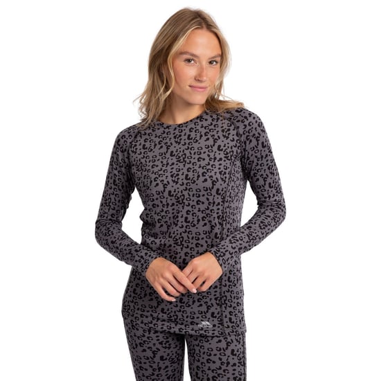 Trespass Womens/Ladies Elianne Leopard Print Base Layer Top (Dark Grey)