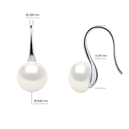 Earrings Real Cultured Freshwater Pearls Button 8-9 mm - Image 2