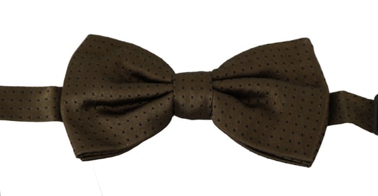 Corbata de moño ajustable de seda con lunares marrones de Dolce & Gabbana - Image 2