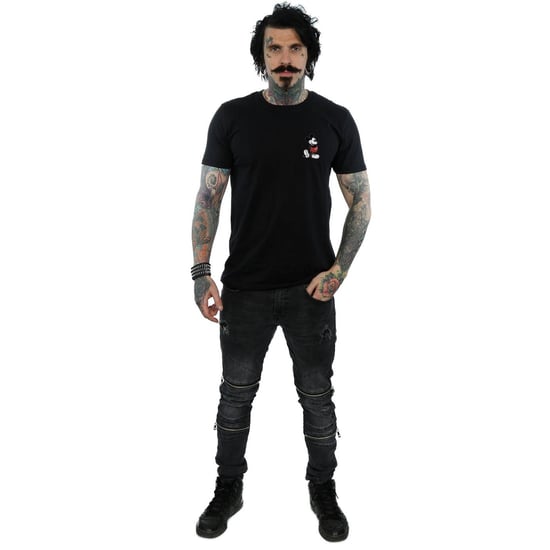 Disney Mens Mickey Mouse Kickin Retro Chest T-Shirt (Black) - Image 4