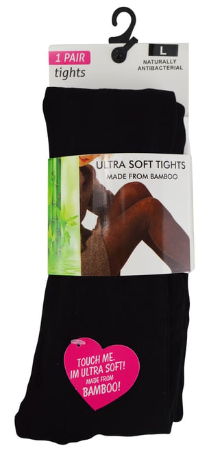 Leotardos de bambú para mujer en negro | Leotardos opacos lisos super suaves para mujer - Negro - Image 2