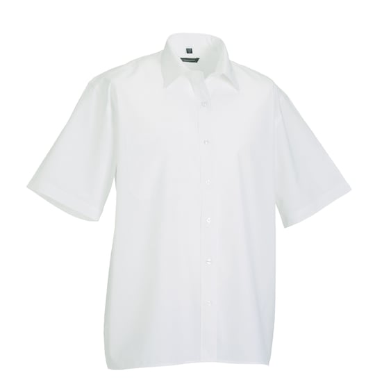 Russell Collection Mens Poplin Easy-Care Short-Sleeved Shirt (White) - Image 2