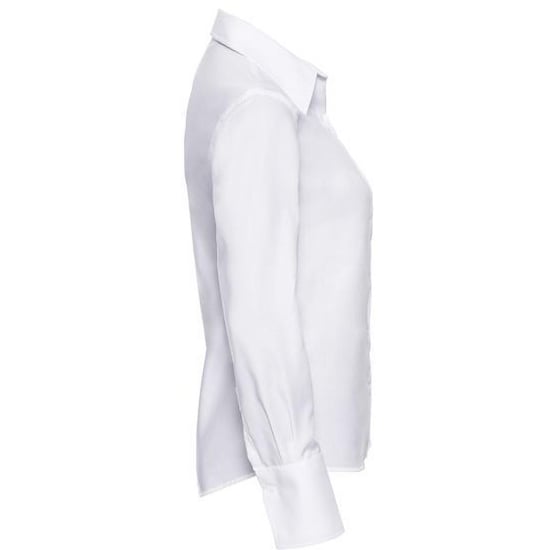 Russell Collection Ladies/Womens Long Sleeve Ultimate Non-Iron Shirt (White) - Image 3