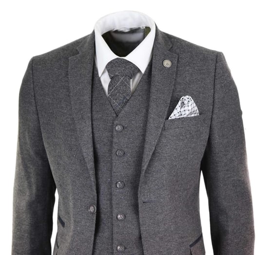 Traje retro vintage de tweed de lana gris de 3 piezas para hombre - Image 3