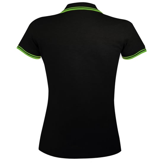 SOLS Womens/Ladies Pasadena Tipped Short Sleeve Pique Polo Shirt (Black/Lime)