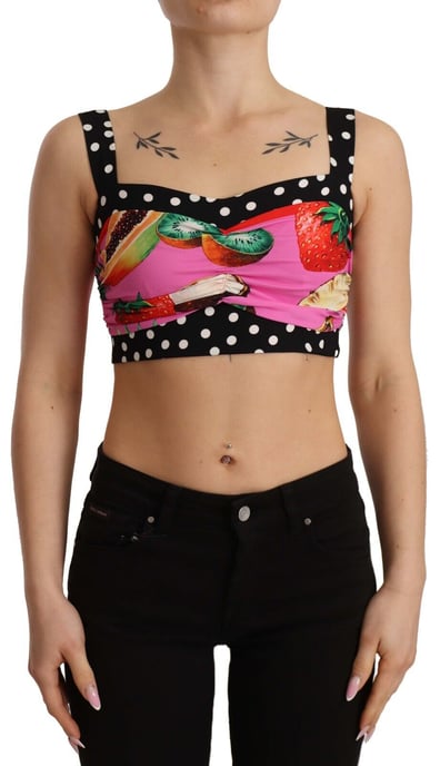 Top de Sito de Seda Multicolor con Estampado de Frutas de Lunares para Mujer de Dolce & Gabbana - Image 1