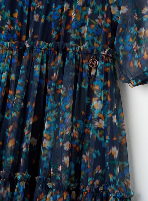 Cara Navy Floral Blur Dress