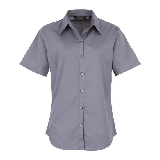 Premier Short Sleeve Poplin Blouse / Plain Work Shirt (Steel) - Image 1