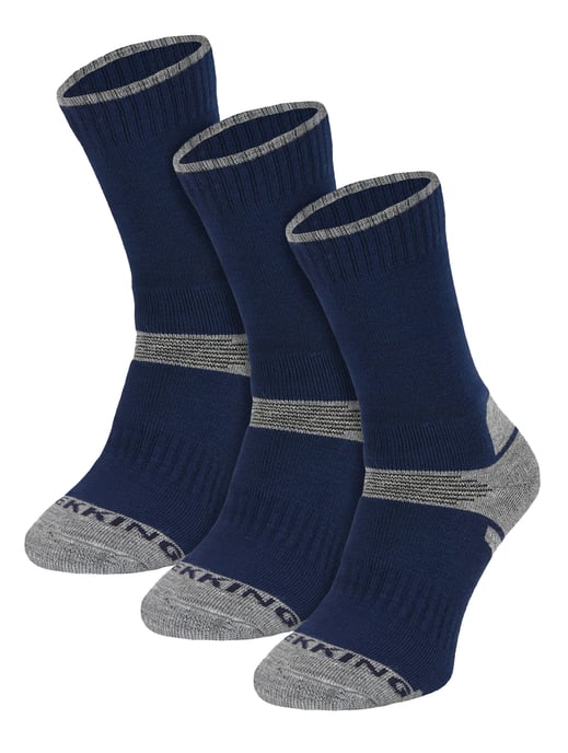 3 Pair Multipack Kids Merino Wool Hiking Socks | Calcetines ligeros anti ampollas para niños y niñas - Azul marino - Image 1